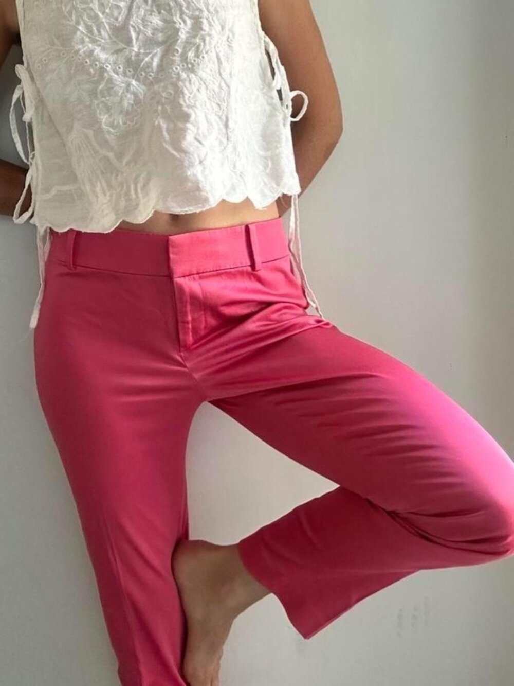 Ann Taylor Hot Pink Satin Trouser